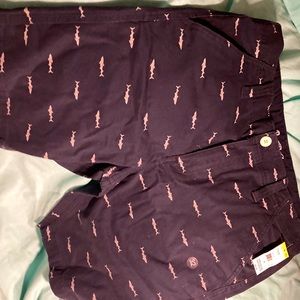 Men’s shorts. Navy blue with sharks.